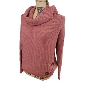 Small Jessica Simpson button detail brown cowl neck sweater